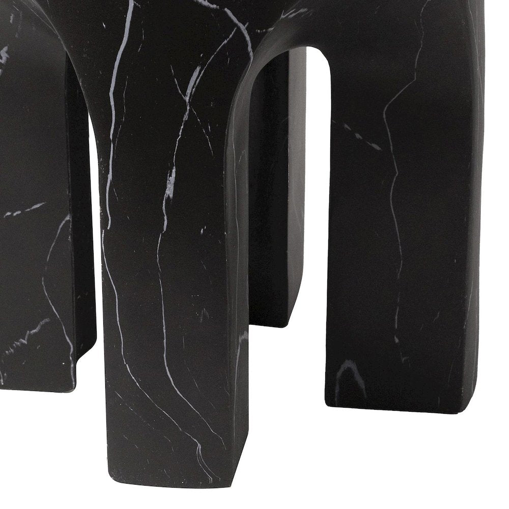 Crus Collection Fiberglass Outdoor Side Table Marbleized Black