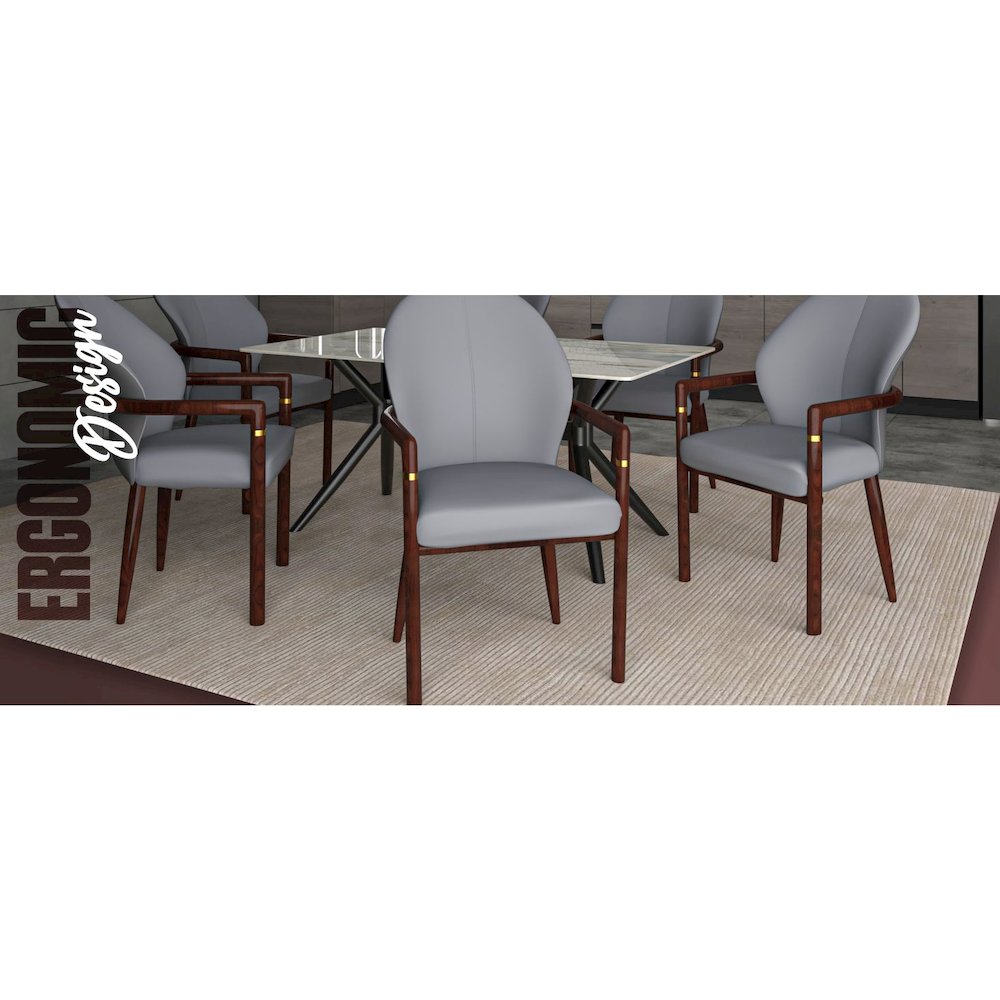 Opaline Series Elegant Wooden Dining Chair in Two-Tone Grey