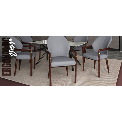 Opaline Series Elegant Wooden Dining Chair in Two-Tone Grey