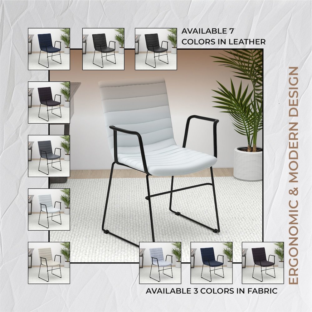 Zylar Series Office Guest Arm Chair in White Leather