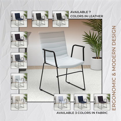 Zylar Series Office Guest Arm Chair in White Leather