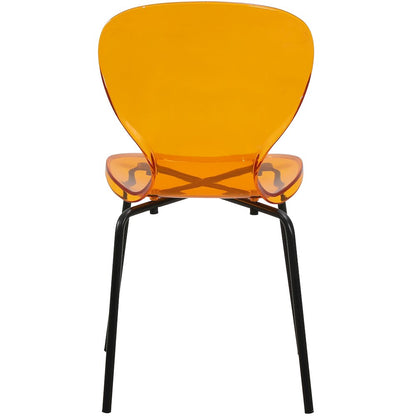 Modern Oyster Transparent Side Chair in Black Base