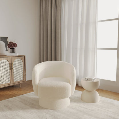 Raze Collection Modern Accent Chair in White Boucle