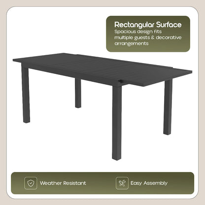 Marlin Extenable outdoor Dining Table 78-118 in Black