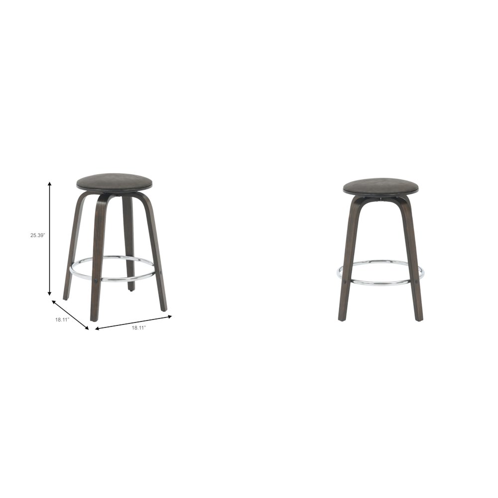 Wooden Counter Stool Pelya Collection Modern Style Walnut Glazed color in Brown