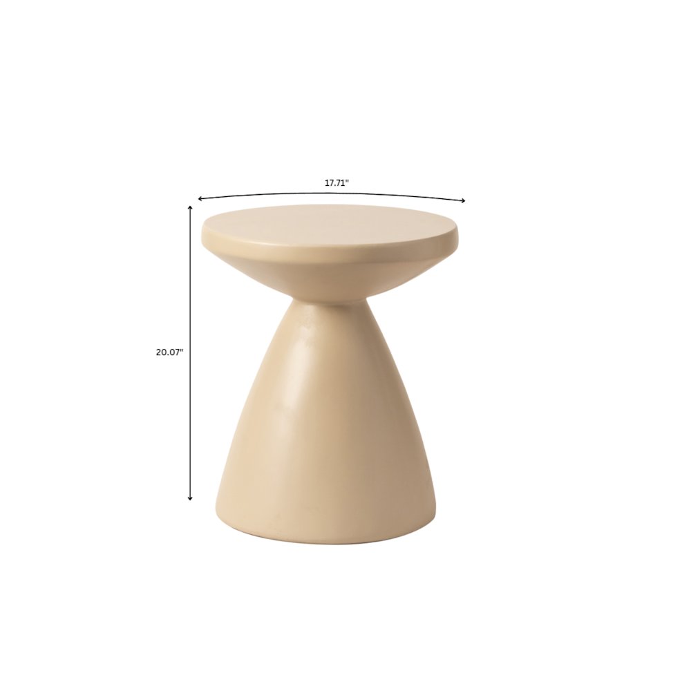 Dune Collection Fiberglass Outdoor Side Table in Beige
