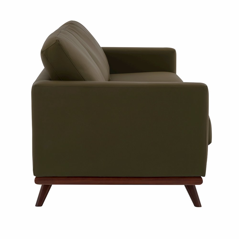 Chester Modern Faux Leather Sofa in Green Leather
