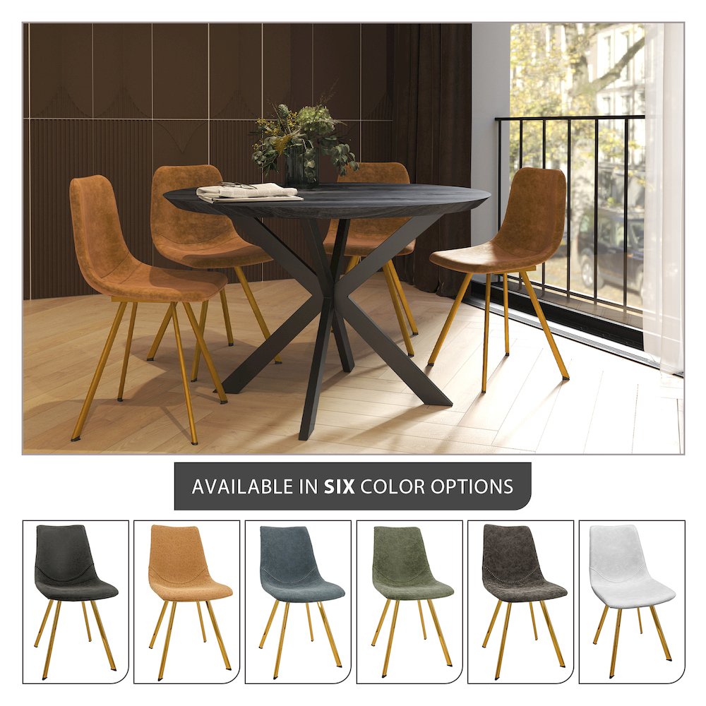 Markley Modern Leather Dining Chair With Gold Legs
