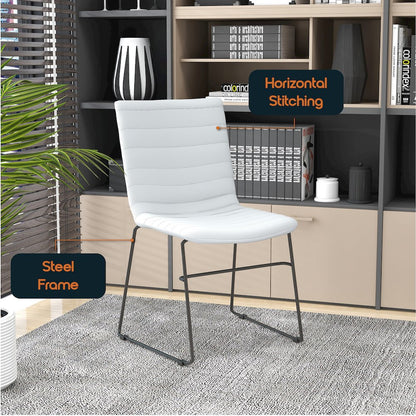 Zylar Series Office Guest Chair in White Leather