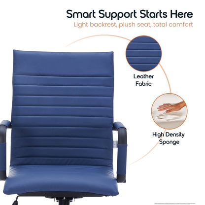 Harris High-Back Leather Office Chair With Black Frame