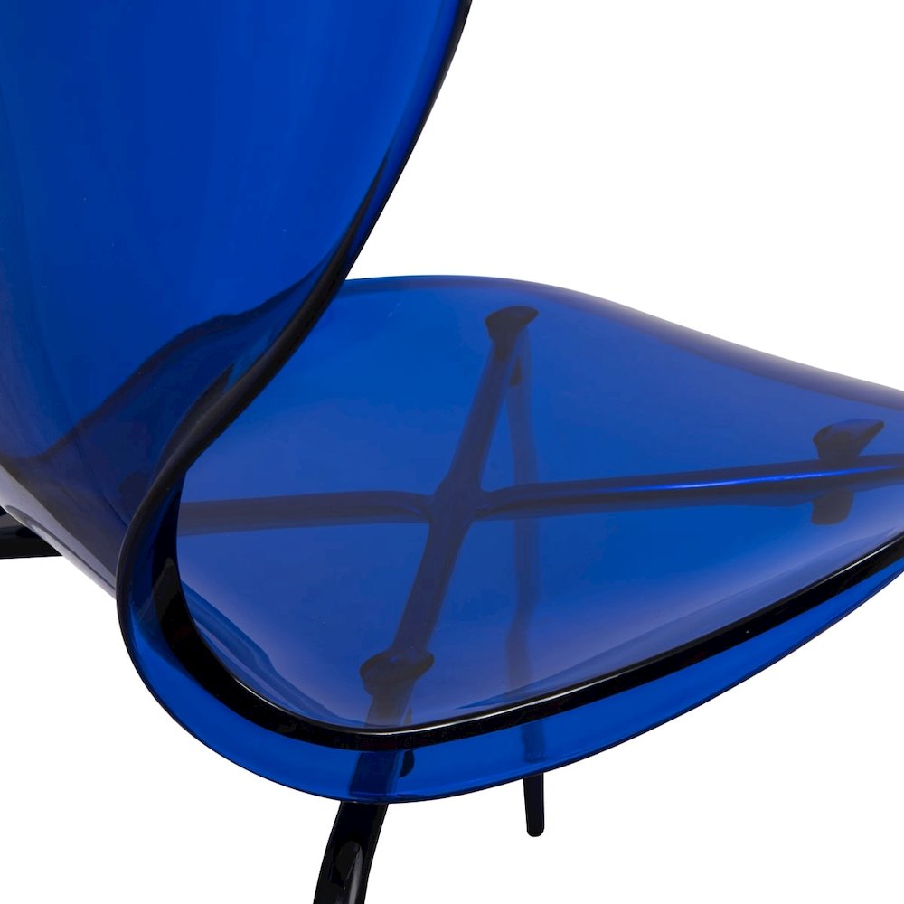 Modern Oyster Transparent Side Chair in Black Base set of 4