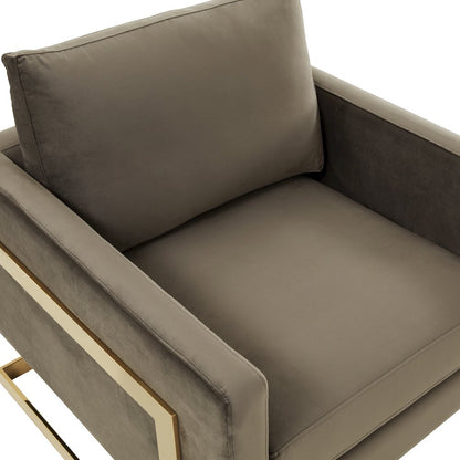 Lincoln Velvet Accent Armchair With Gold Frame