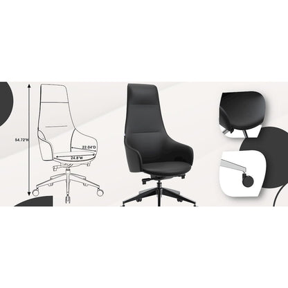 Celeste Series Tall Office Chair in Black Leather