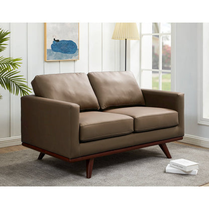 Chester Modern Faux Leather Loveseat in Taupe Leather