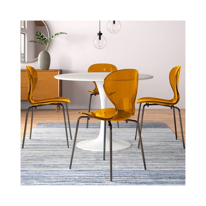 Modern Oyster Transparent Side Chair in Black Base