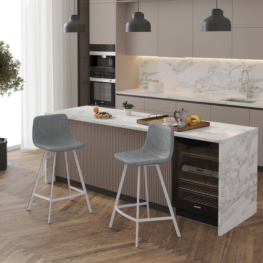 Elland - Counter stool -Light Grey- White base