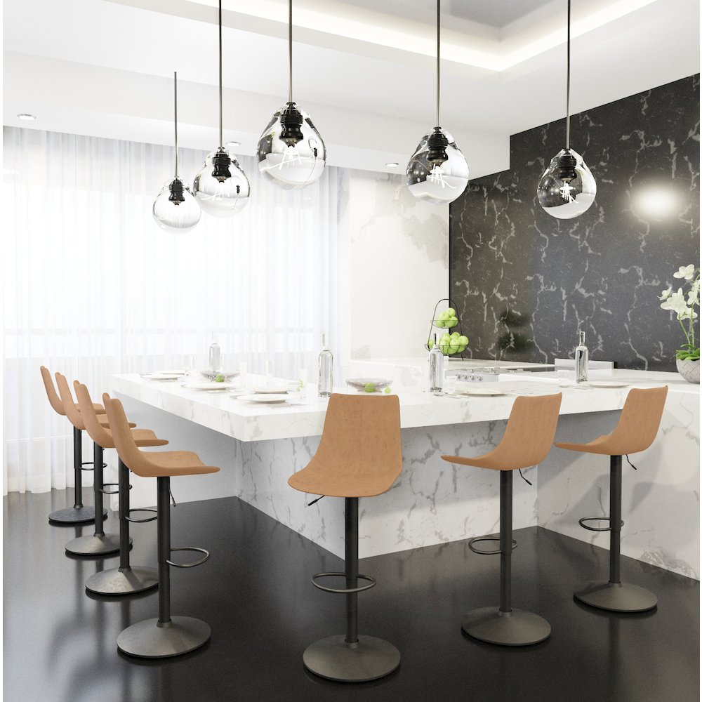 Tilbury Modern Adjustable Bar Stool in Light Brown