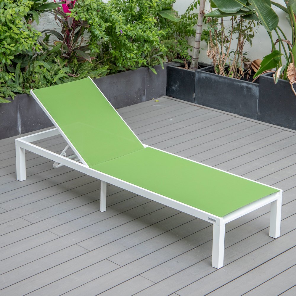 Marlin Patio Chaise Lounge Chair With White Aluminum Frame