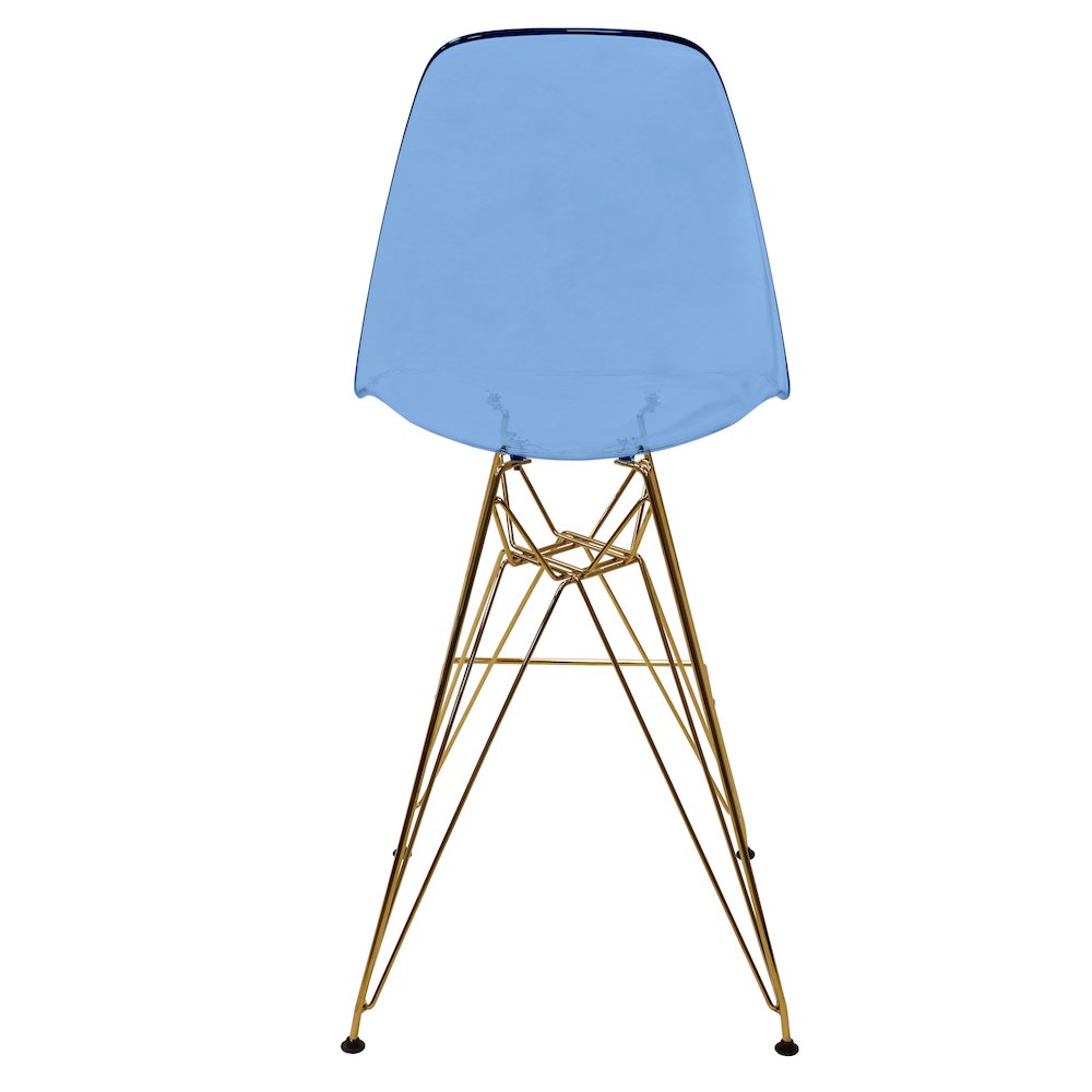 Cresco Counter Height Chair With Eiffel Gold Base In Transparent Blue