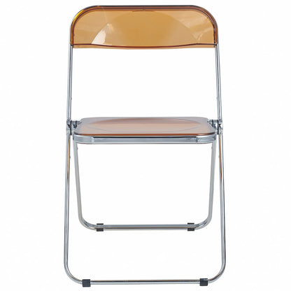 Lawrence Acrylic Folding Chair With Metal Frame, Set of 2