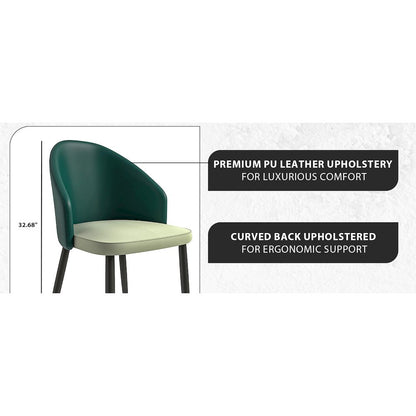 Paradiso Collection Modern Dining Seat in Green, with Light Grey Set of 2