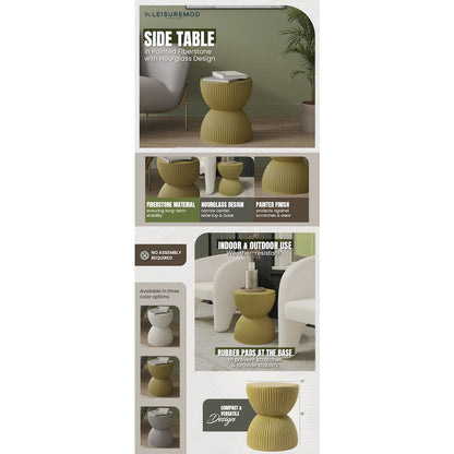 Modern Side End Table Spire Series In Olive Yellow