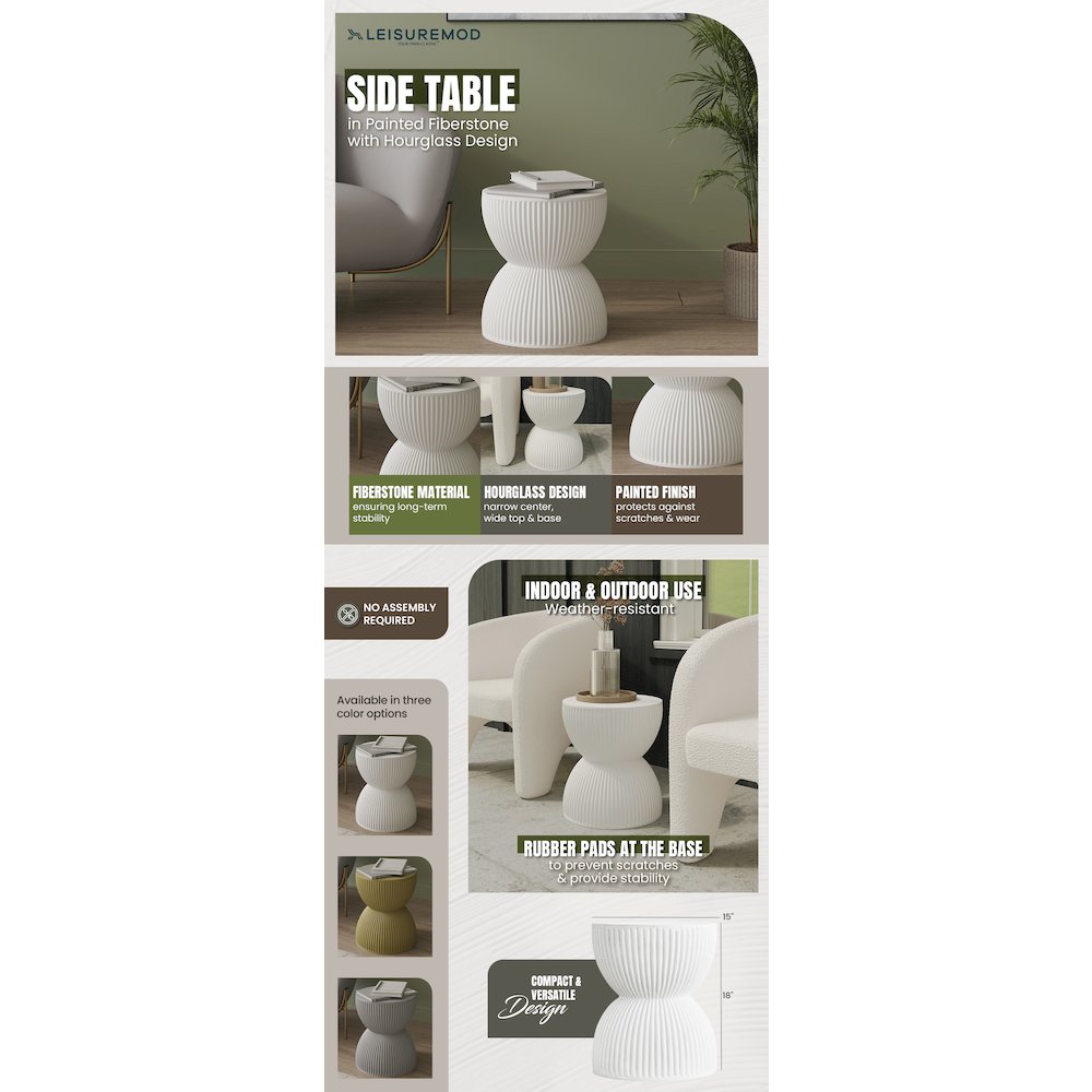 Modern Side End Table Spire Series In White
