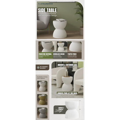 Modern Side End Table Spire Series In White