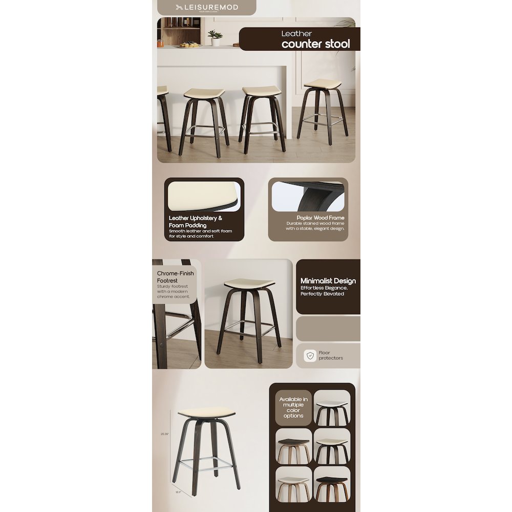 Wooden Counter Stool in Taupe