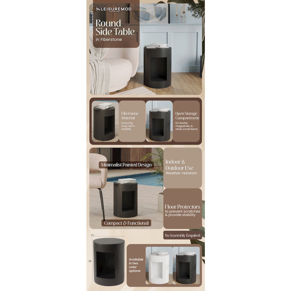 Modern Side End Table Nook Series In Black