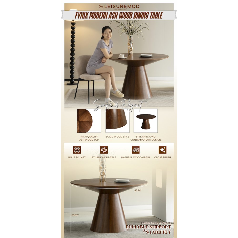 Fynix Collection Modern Dining Table In walnut