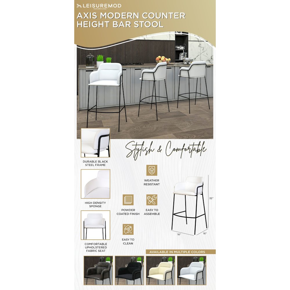 Axis Collection Modern Bar height Chair in White