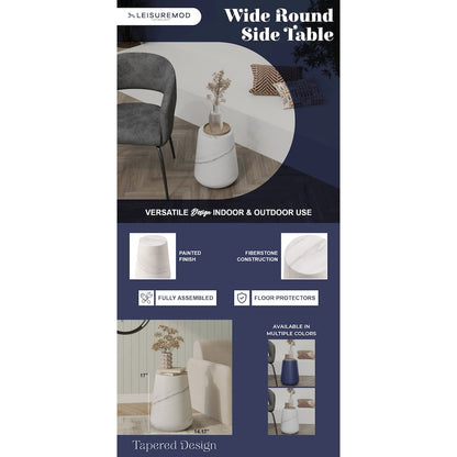 Modern Side End Table Glint Series In Marble White