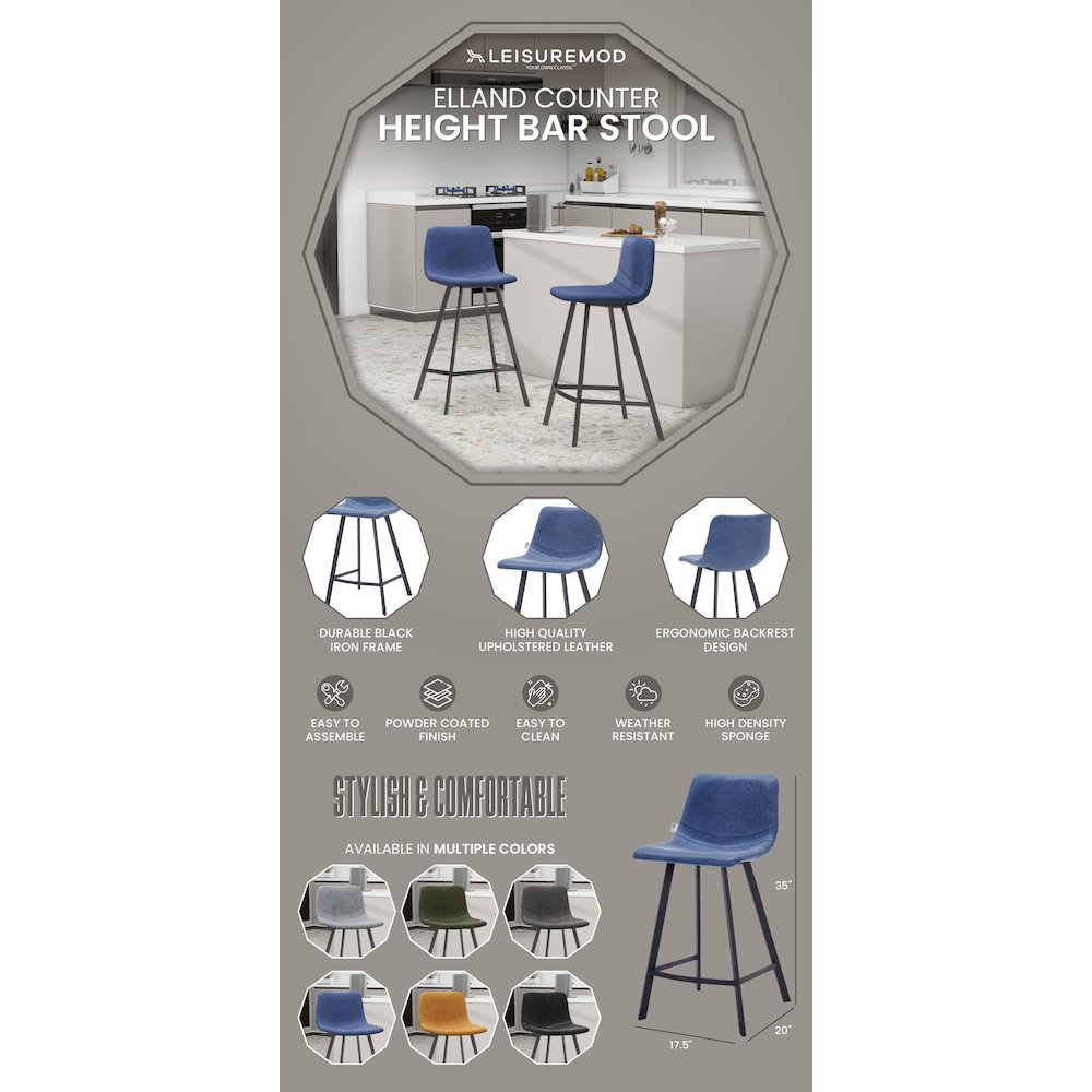 Elland - Counter stool - Peacock Blue