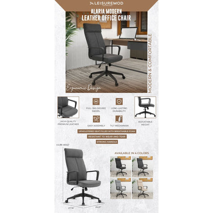 Aiaria Collection Modern Office Chair In Charcoal Fabric