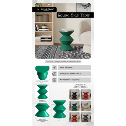 Aura Modern Plastic Side End Table, Indoor/Outdoor Use, Green