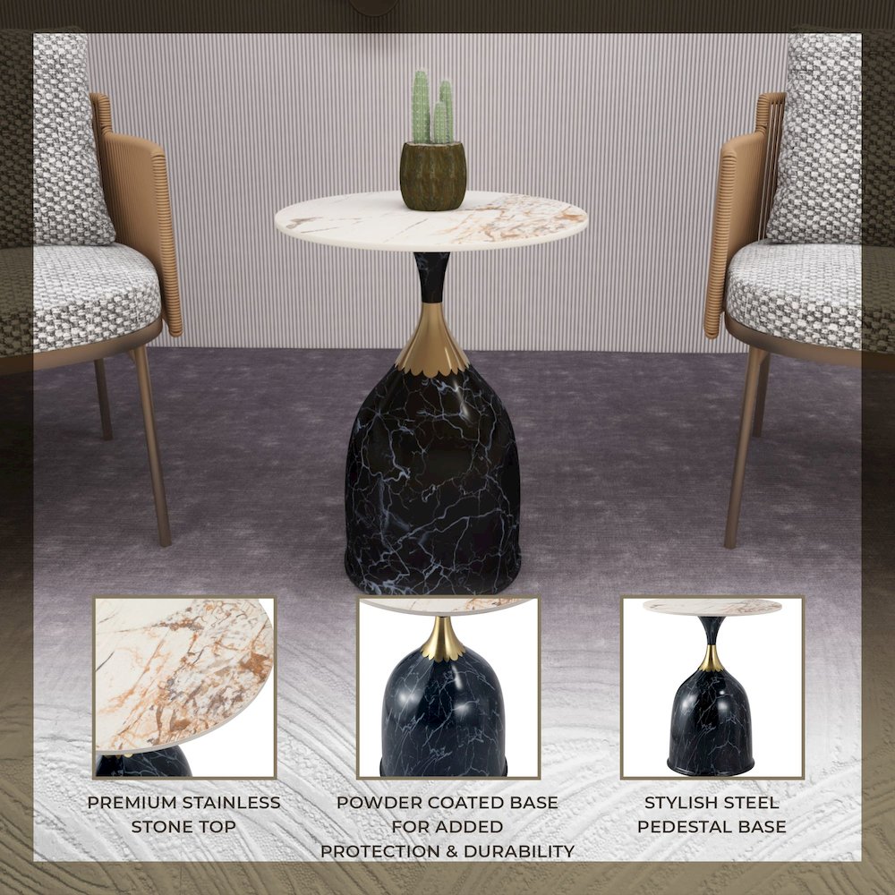 Oslo Collection Modern End Table In Stone Black
