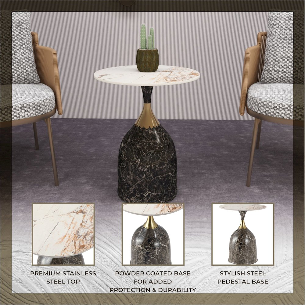 Oslo Collection Modern End Table In Marbled Brown