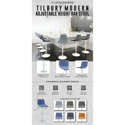 Tilbury - Bar stool -White Base- Peacock Blue