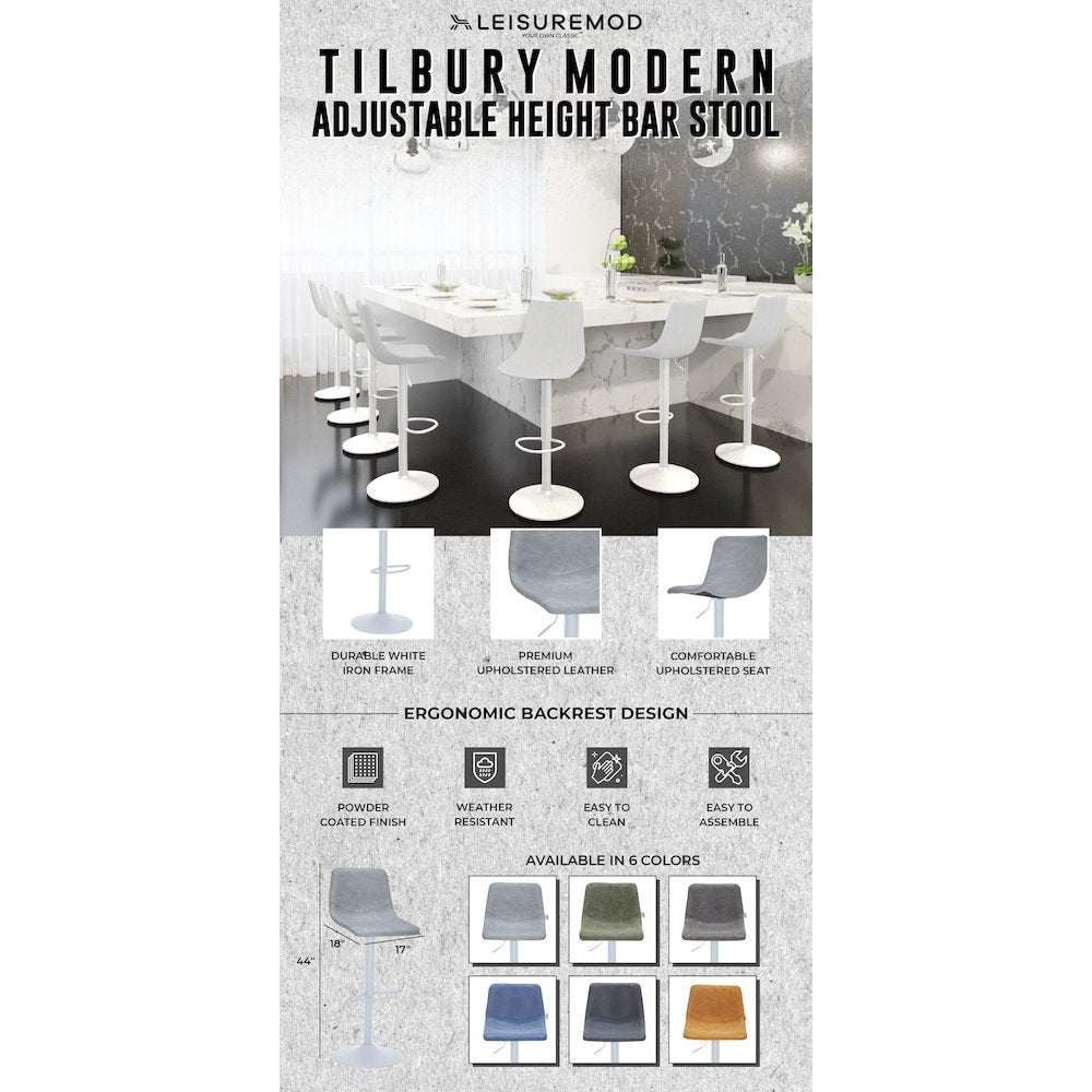 Tilbury - Bar stool -White base- Light Grey