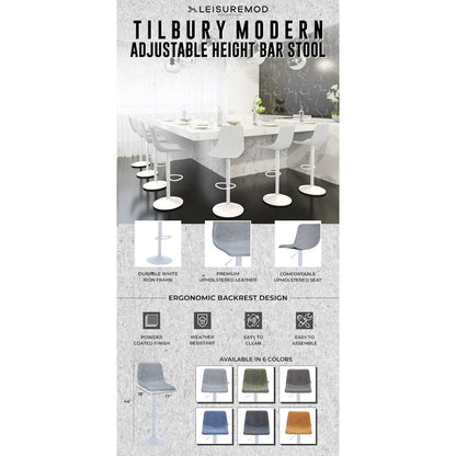 Tilbury - Bar stool -White base- Light Grey