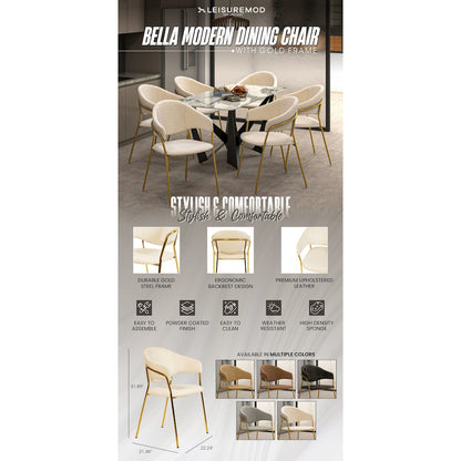 Bella Collection Modern Dining Chair in Off White