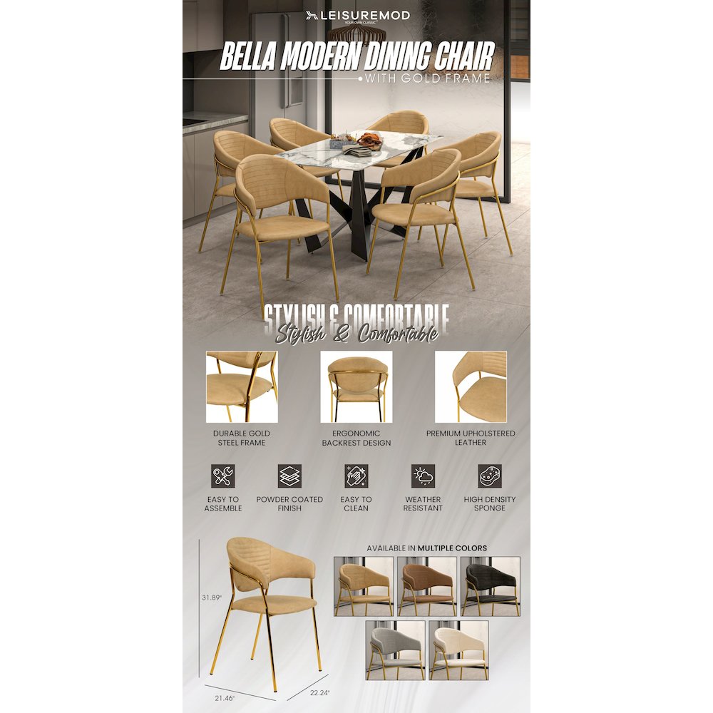 Bella Collection Modern Dining Chair in Toupe