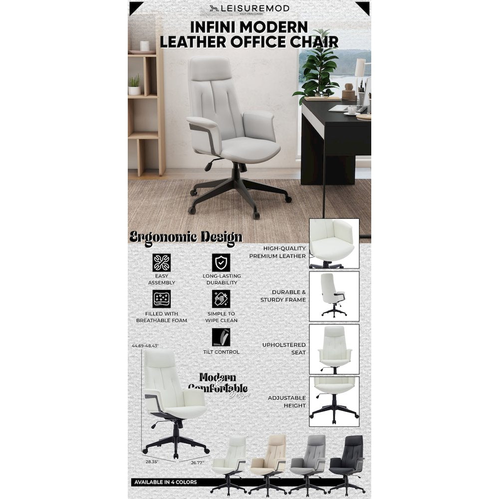 Inifini Collection Modern Office Chair In White