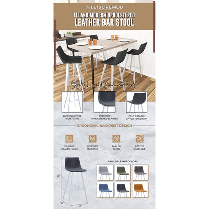 Elland - Bar stool -Charcoal Black- White Base