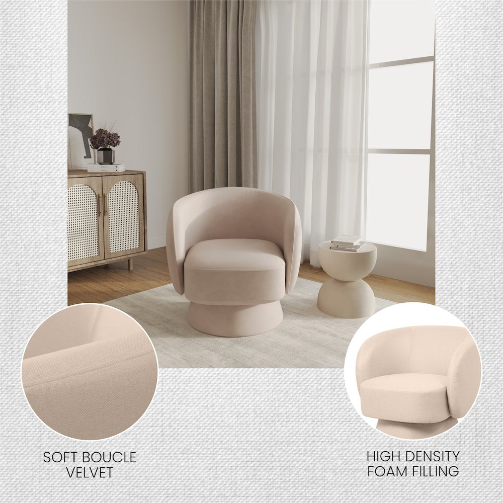 Raze Collection Modern Accent Chair in Beige Velvet