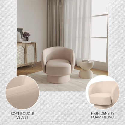 Raze Collection Modern Accent Chair in Beige Velvet
