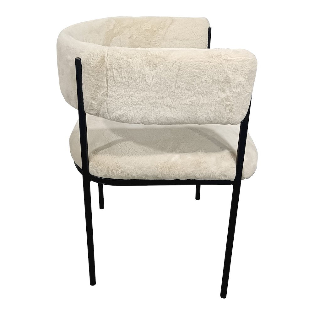 Cyril Collection Modern Chair in White Faux Fur