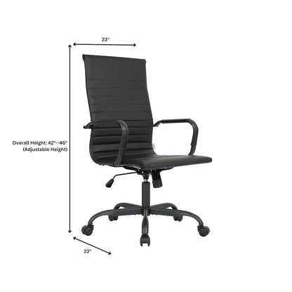 Harris Leather Home High-Back Office Chair in Black