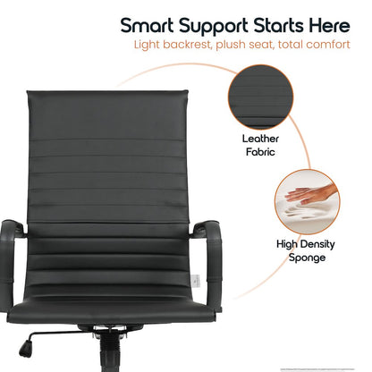 Harris Leather Home High-Back Office Chair in Black